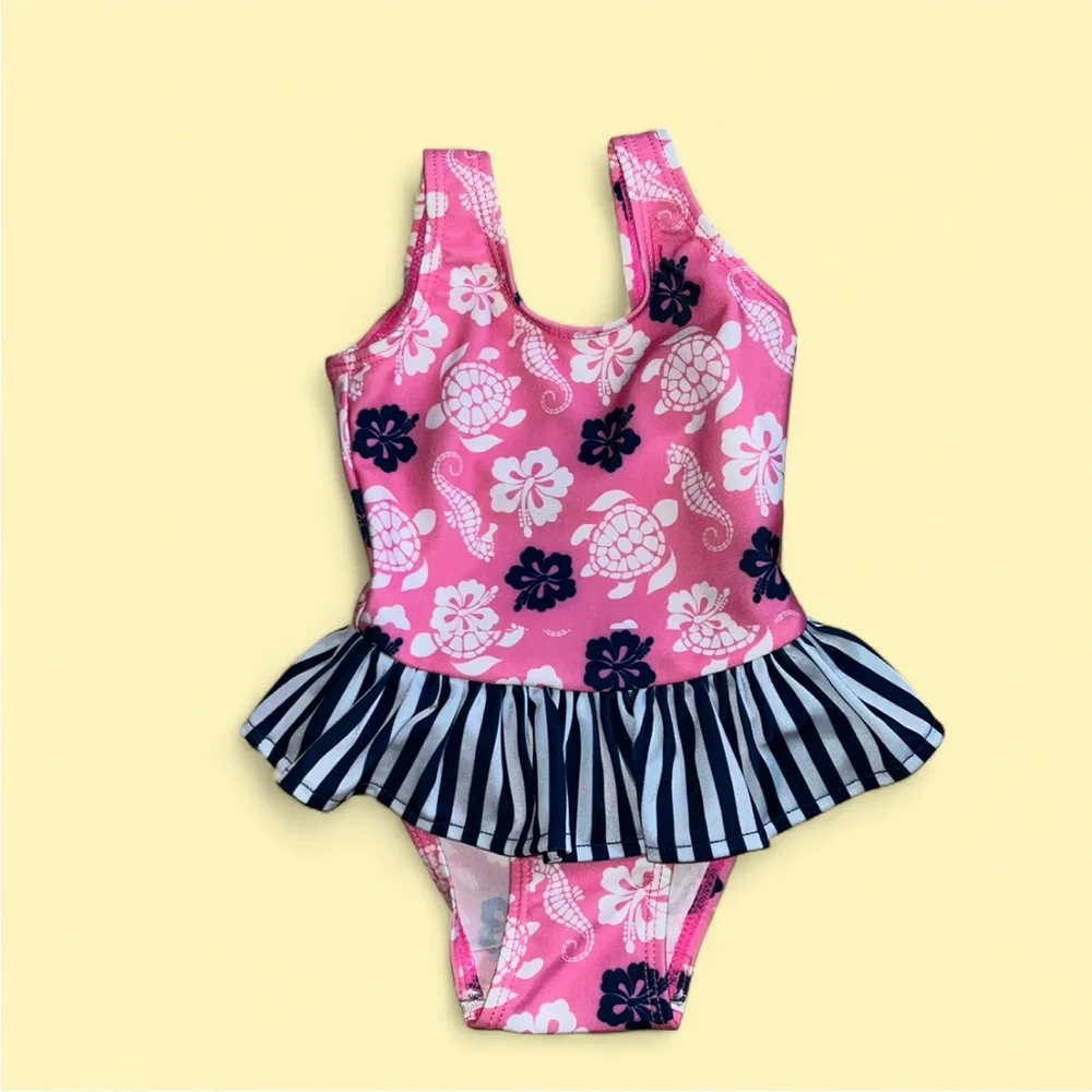 Flap Happy Kids UV 50 NWT Pink Ruffle One Piece Swimsuit Size 12M